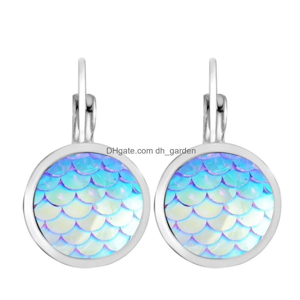 new fashion korean beauty fish scales stud earrings for women colorful resin charms mermaid scales earrings fit daily holiday gifts