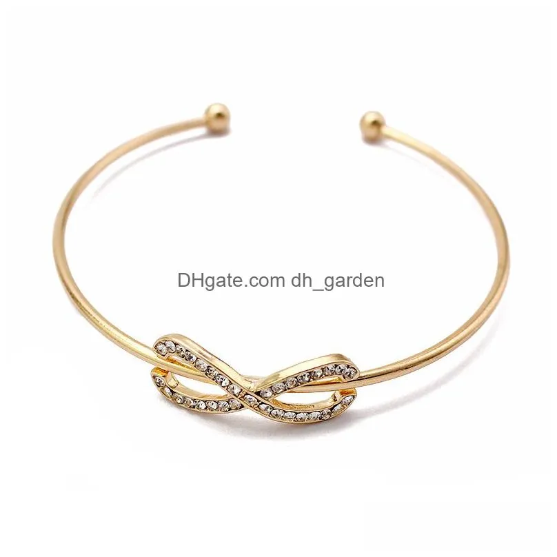 new fashion infinity bracelets for women with crystal stones bracelet gold silver number 8 adjustable cuff bangle girls gifts