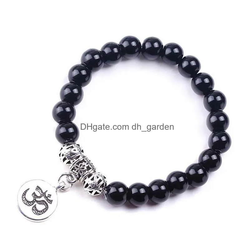 fashion natural stone beads matte onyx stone woven bracelet bangles healing balance prayer for women men jewelry gift wholesale