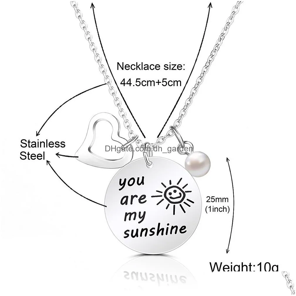 new arrrival you are my sunshine person best friends pendant love heart necklace stainless steel for women couple jewelry gift