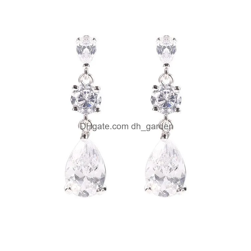 fashion designer clear cubic zirconia waterdrop dangle earrings for women bridal wedding earring dangle ear party jewelry gift