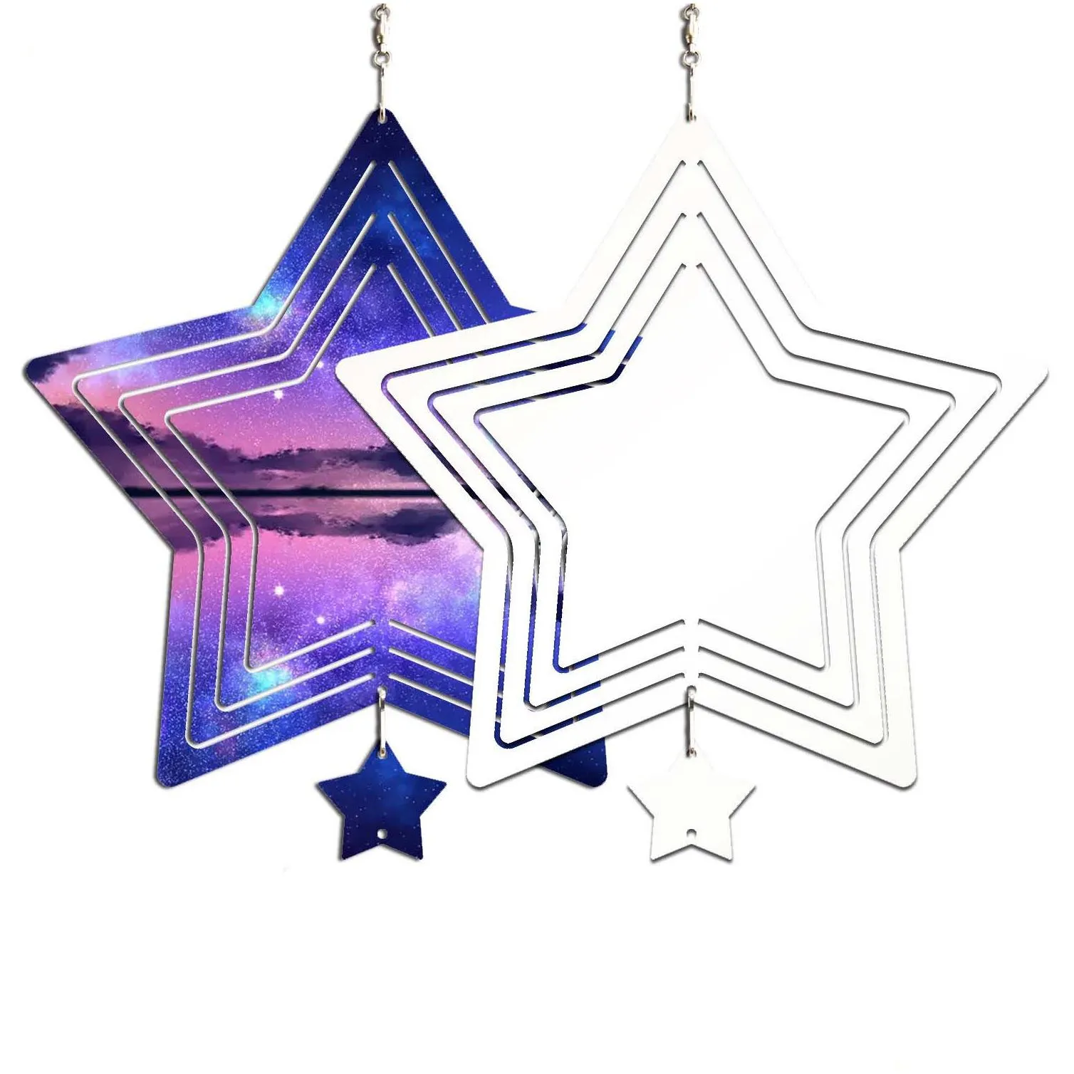 sublimation blank wind spinners alluminum large star shape spinning hanging patio yard decoration blanks for diy both sides printable