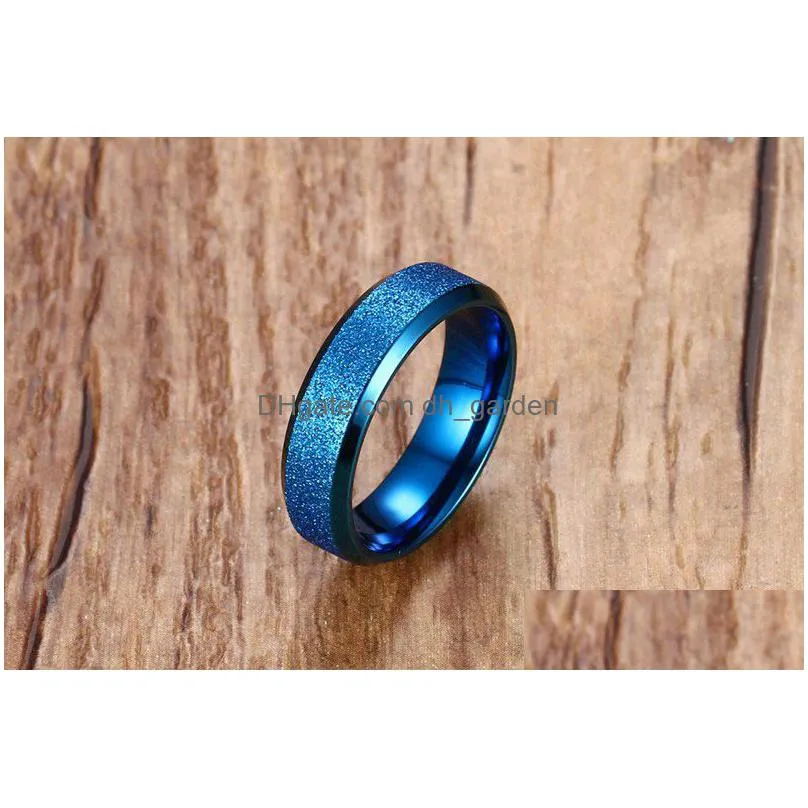 high quality 316 stainless steel couple wedding engagement rings dull polishing black gold blue ring women mens finger ring 6mm
