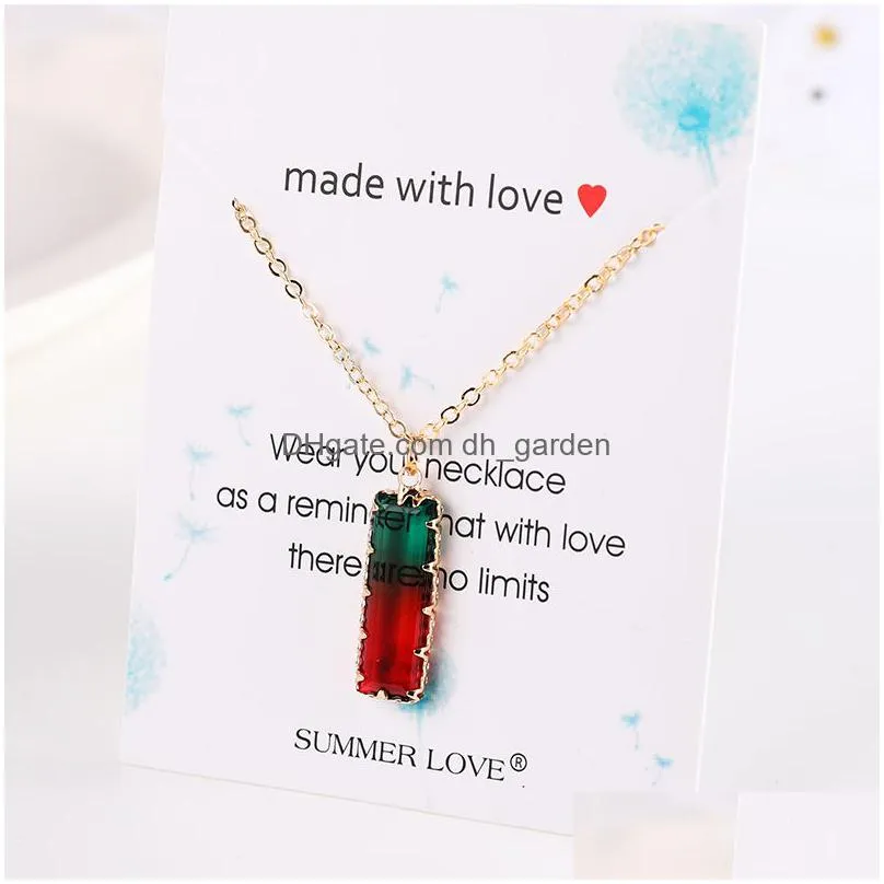 new arrivals crystal pendant chram necklace for women gold chain round multi color irregular geometry glass necklace fashion jewelry