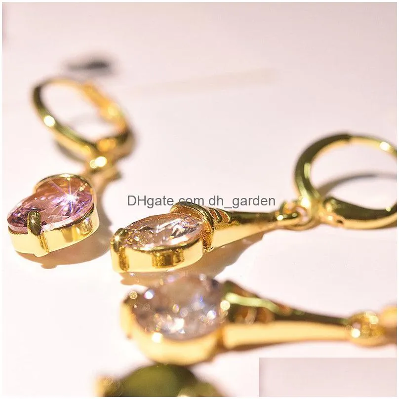  colorful crystal stone drop earrings for women gold color crystal clip dangle earrings for women girls gift jewelry fashion