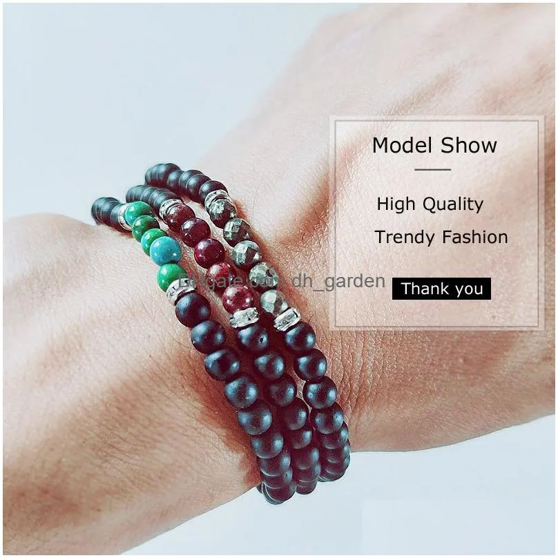 2019 new fashion trendy men bracelet 6mm matte smooth simple classic bead bracelets with natural stone for women men party jewelry