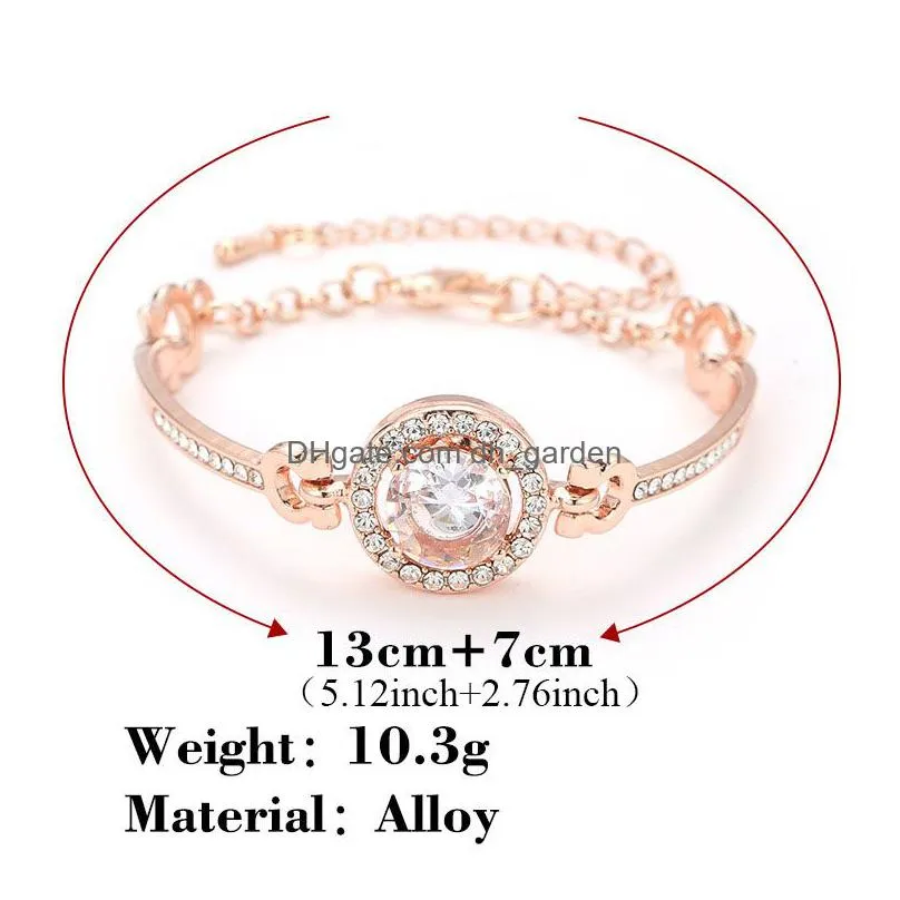 new trendy rhinestone zircon link bangle bracelet high quality charm bracelets for women girls gift wholesale jewelry