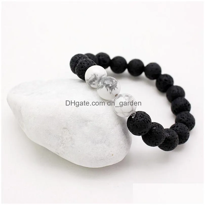 new fashion 10mm lava stone bracelets energy chakra healing balance black beads bracelet for men prayer stretch tiger eye stone yoga