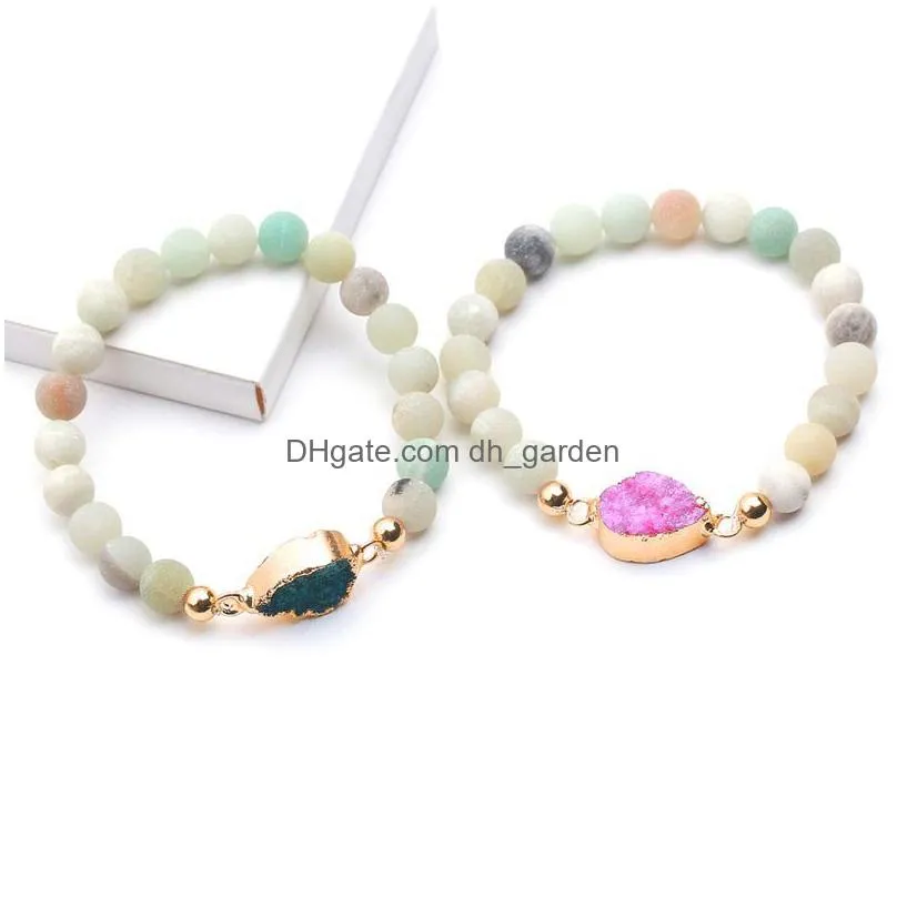 new arrival 8.5mm matte nature stone bead bracelets durzy waterdrop charm bracelet for women green blue pink fashion summer jewelry
