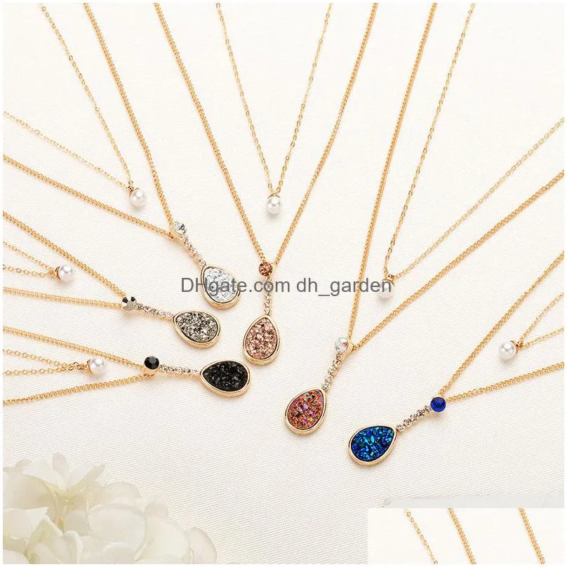 fashion double bohemian round pendant necklace layered crystal party gift womens necklace jewelry for women girls best best birthday