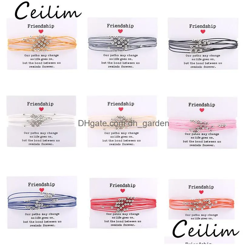 new arrival colorful wax thread woven bracelets multilayer friendship ccb beads charm bracelets for women simple holiday summer