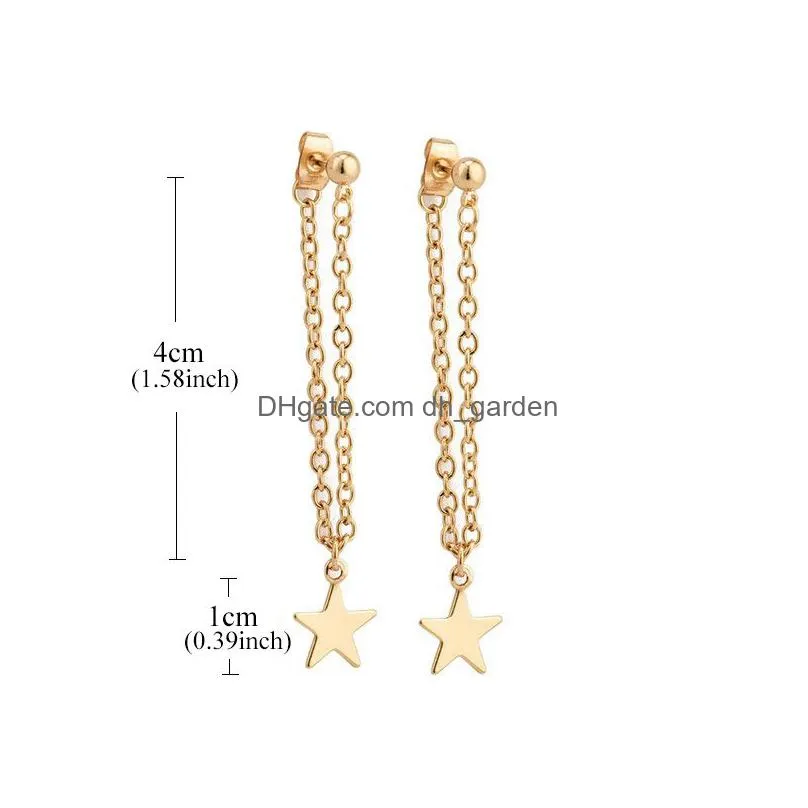 tassel gold color star design chain angle long earrings statement dangle earrings for wedding party jewelry wholesale