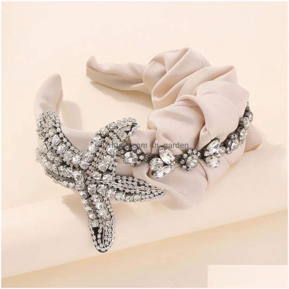 wedding hair jewelry sea starfish headband hair accessories satin with glass hairband for women girls summer spring fashion headdress