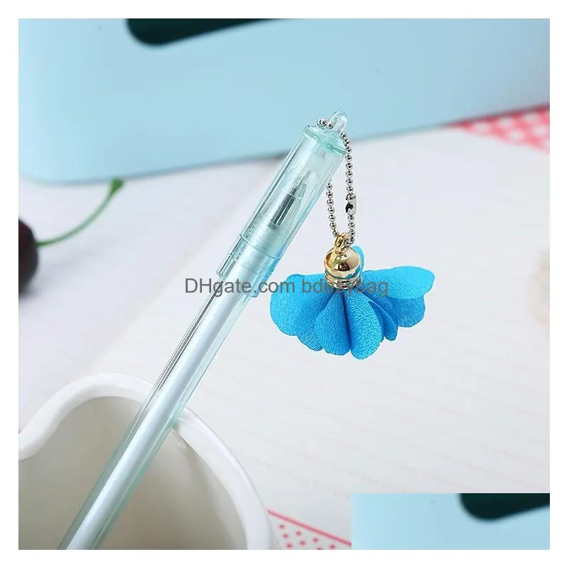 gel pens 1pc creative fabric silk flower pendant pen cute student water asian school supplies office accessories staionary sets