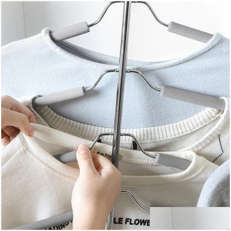 hangers racks stainless steel clothing storage multilayer fish bone shape metal clothes hanger hook holder wardrobe laundry drying