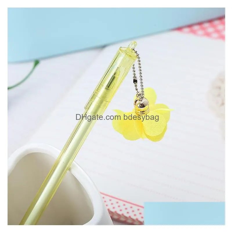 gel pens 1pc creative fabric silk flower pendant pen cute student water asian school supplies office accessories staionary sets