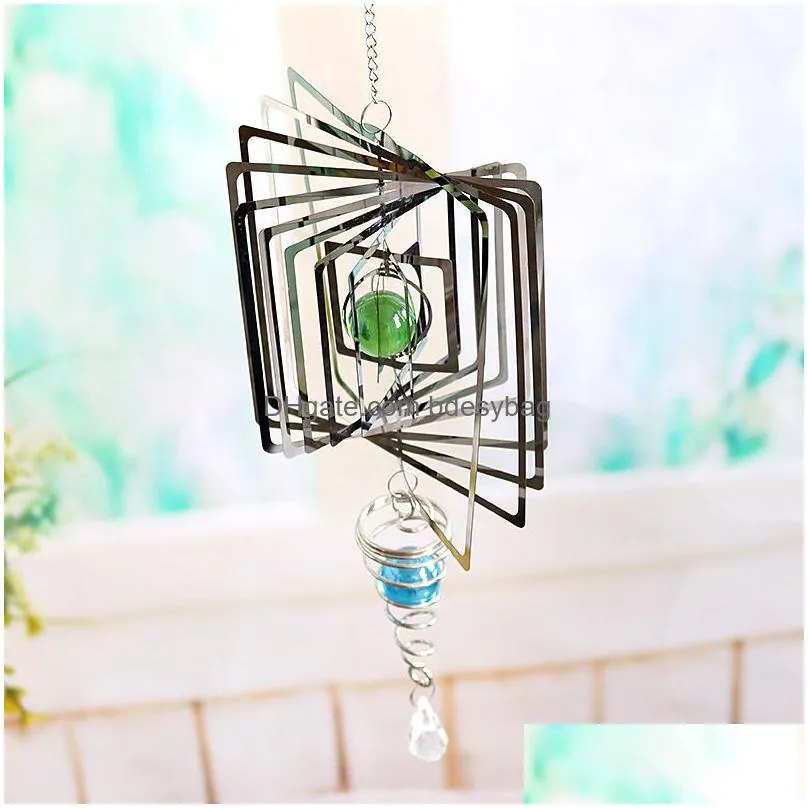 metal wind chime stainless steel foldable rotating home hanging ornaments creative garden decoration craft gift pendant wind chimes decor ocean