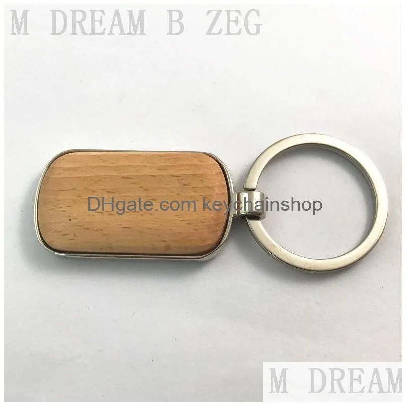 creative metal wood key chain wooden small pendant heartshaped elliptical key buckle bag car pendant party favor