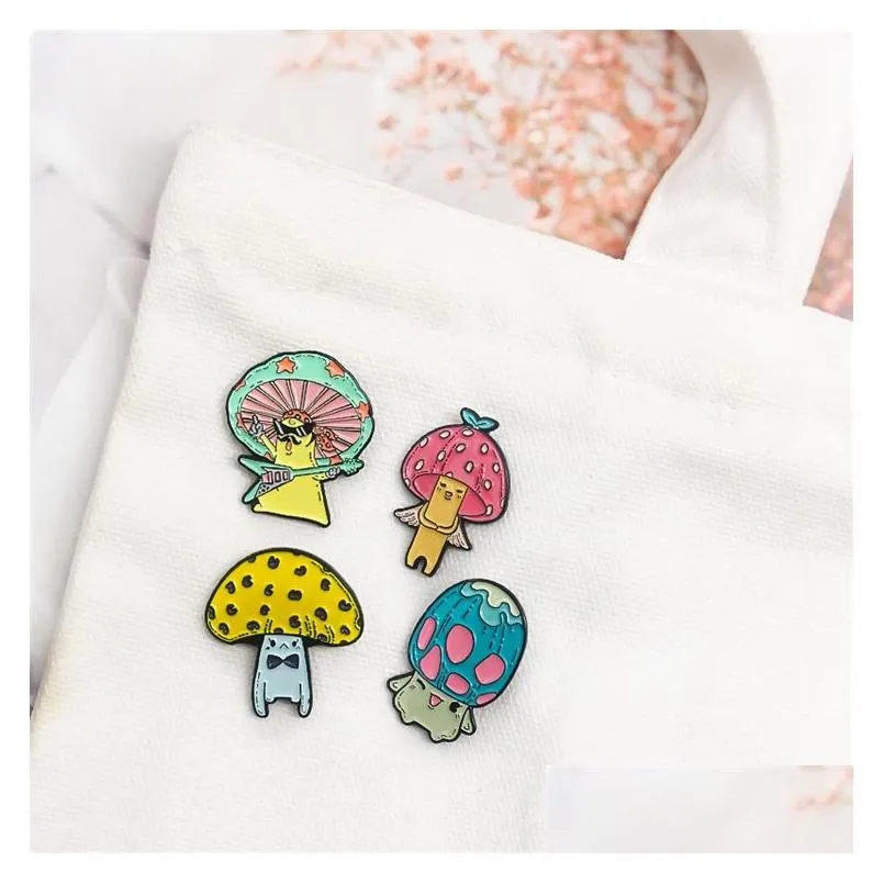 customized brooch mushroom custom enamel pin cute badge boy girls clothing jewelry guitar dance bulk charms hard enamel brooches 1102