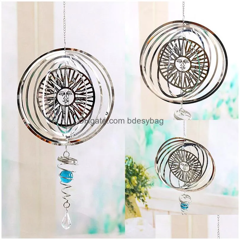 metal wind chime stainless steel foldable rotating home hanging ornaments creative garden decoration craft gift pendant wind chimes decor ocean