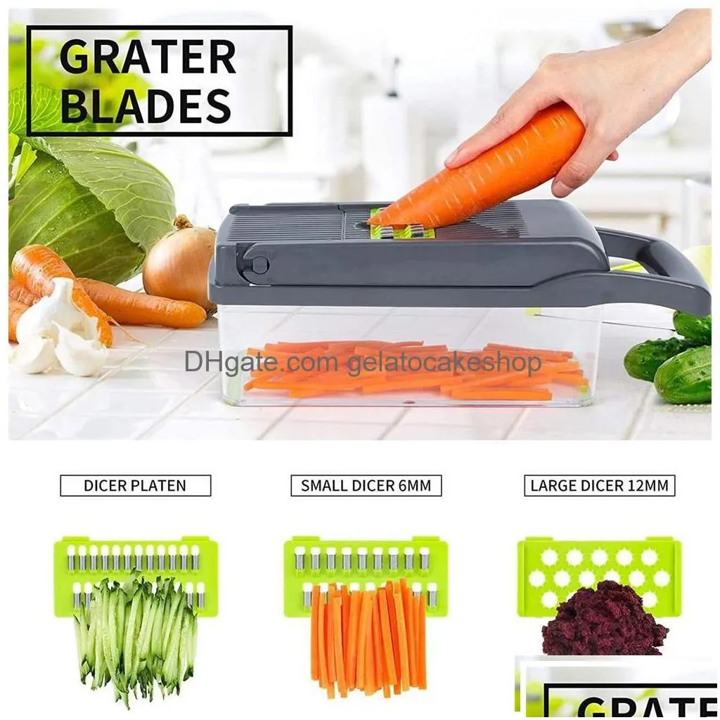 Fruit Vegetable Tools Mtifunction Cutter Steel Blade Potato Slicer Peeler Dicing Blades Carrot Cheese Grater Chopper Kitchen Gadge