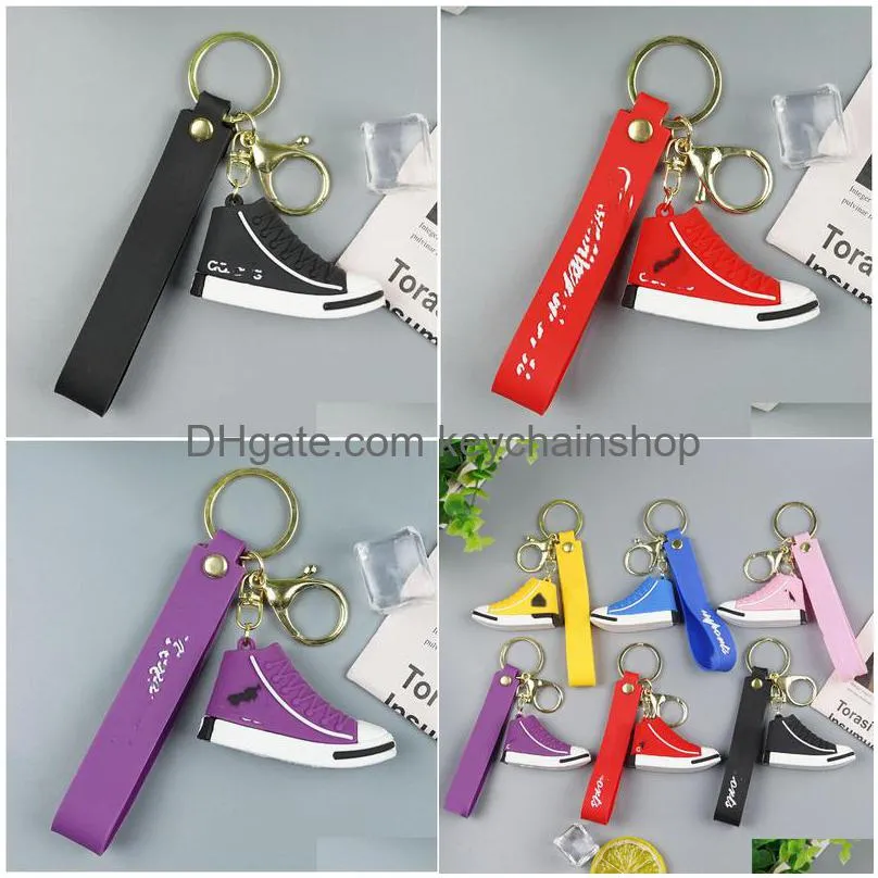 party gift new sneaker keychain basketball shoes car key decoration 6 colors tide keys chain pvc material birthday gift