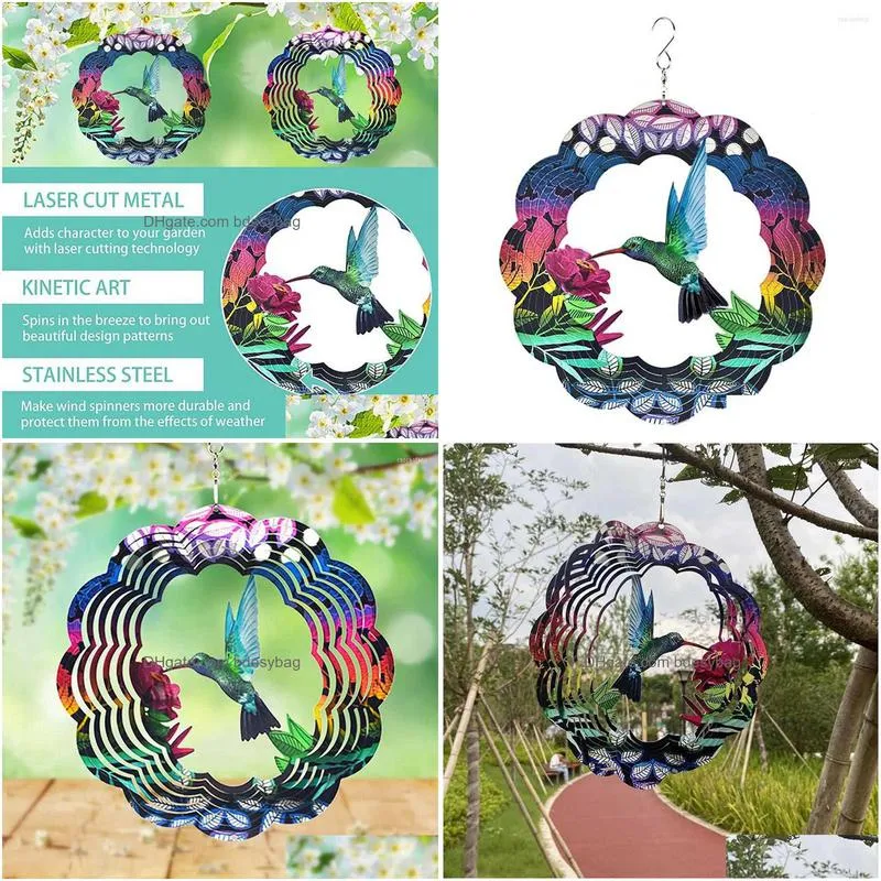 decorative figurines 3d rotating wind chimes garden art spinner decorations bird metal outdoor hanging ornaments