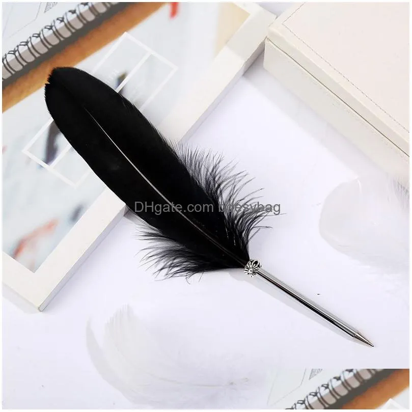 retro feather ball pen student prize gift feather gift pen novel ballpoint pen back to school stationery dhs