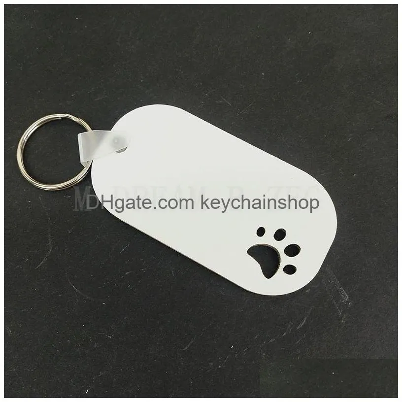 puppy keychain sublimation mdf key ring paw print wooden key chain creative dog tag