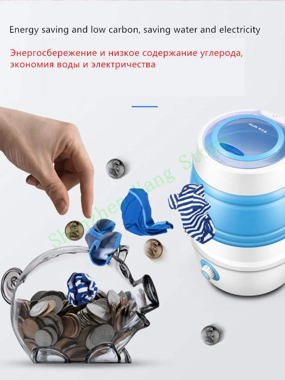 Machines 220V Semiautomatic Foldable Electric Washing Machine Mini