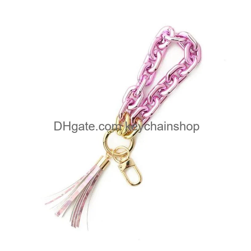 solid color bracelet keychain creative party plastic chain key chains european style car key ring decor novelty gift