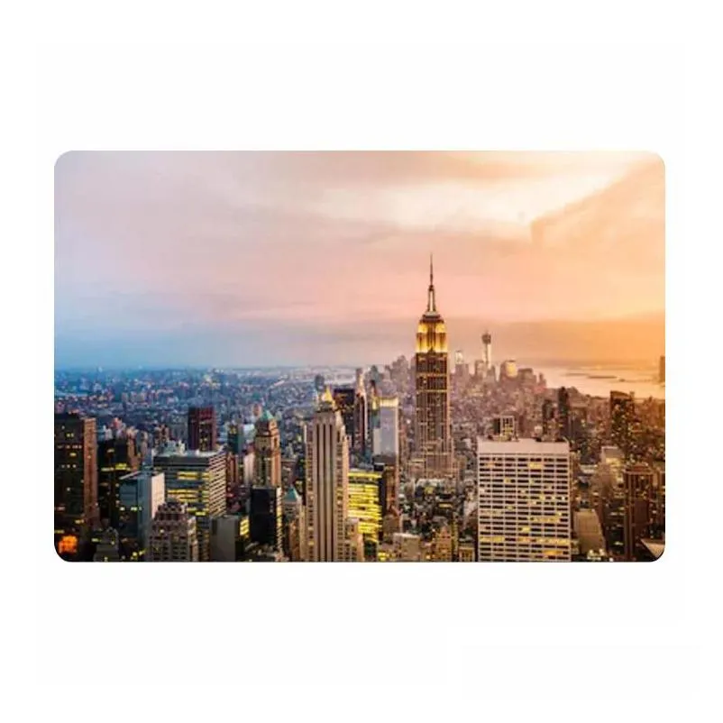 cushion/decorative pillow black night view of  city welcome door mat for front america cityscape skyline doormat rug carpet modern
