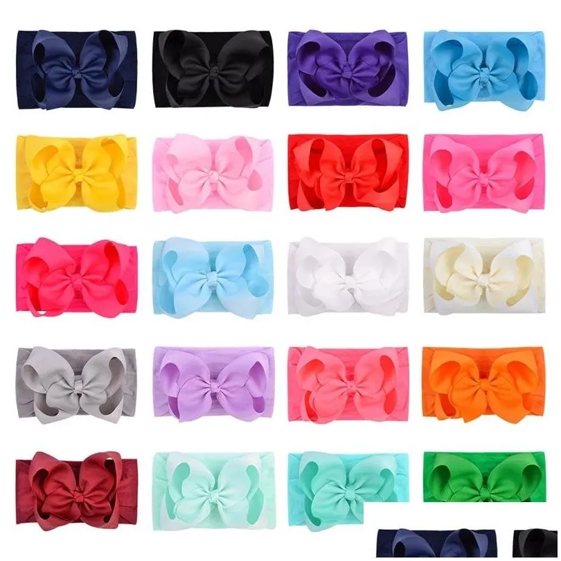 nylon elastic born headband ribbon bow wraps for kids baby headwear hairbands girls bandanas head band hair accessories