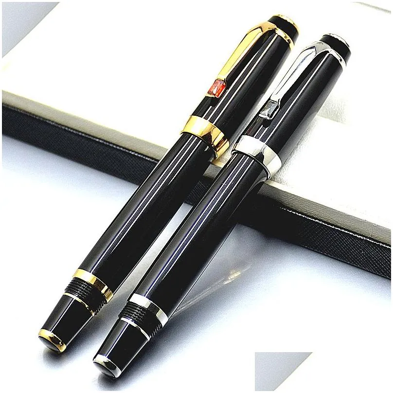 promotion luxury bohemies black resin rollerball pen classic 4810 nib writing fountain pen stationery school office supplies with gem and serial