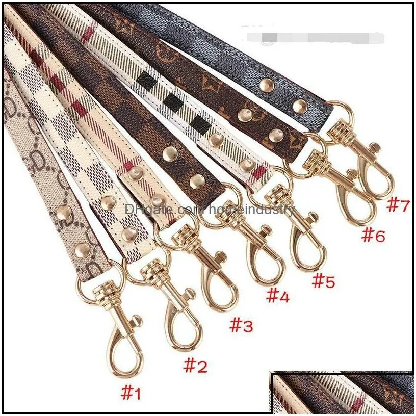 dog collars leashes leather designer dogs collar set classic plaid pet leash step in harness for small medium cat chihuahua bldog