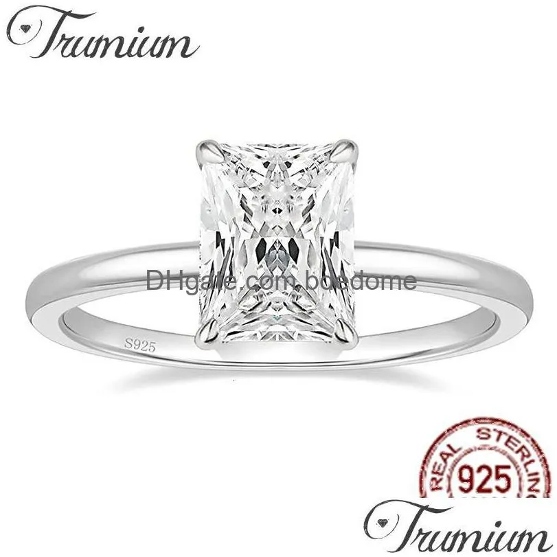 wedding rings trumium 3ct 925 sterling silver engagement radiant cut solitaire cubic zircon promise ring bands for women 230330