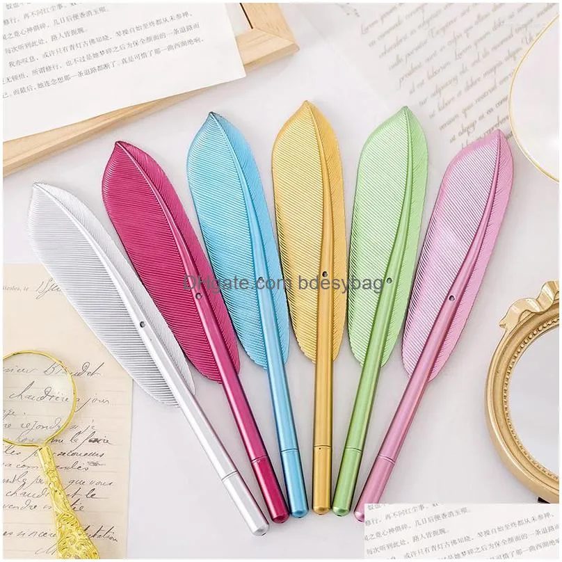 36pcs luxury pens cute feather for school supplies korean stationery writing office accessories kids prizes things
