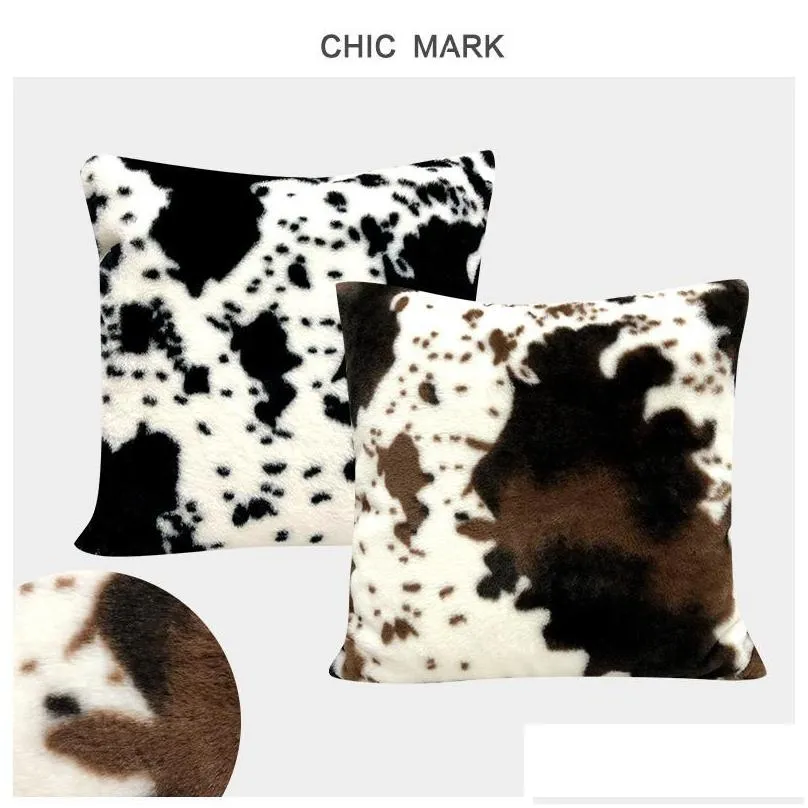 cushion/decorative pillow throw covers cows animal skin pattern cushion cover decorative black white pillowcase for home bedside sofa car