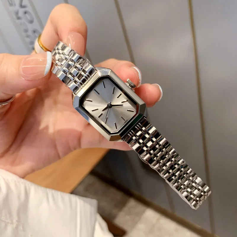 luxury womens watches Top Brand Designer Rectangle lady watch All Stainless Steel band 23mm wristwatches high quality women Birthday Christmas Mother's Day Gift