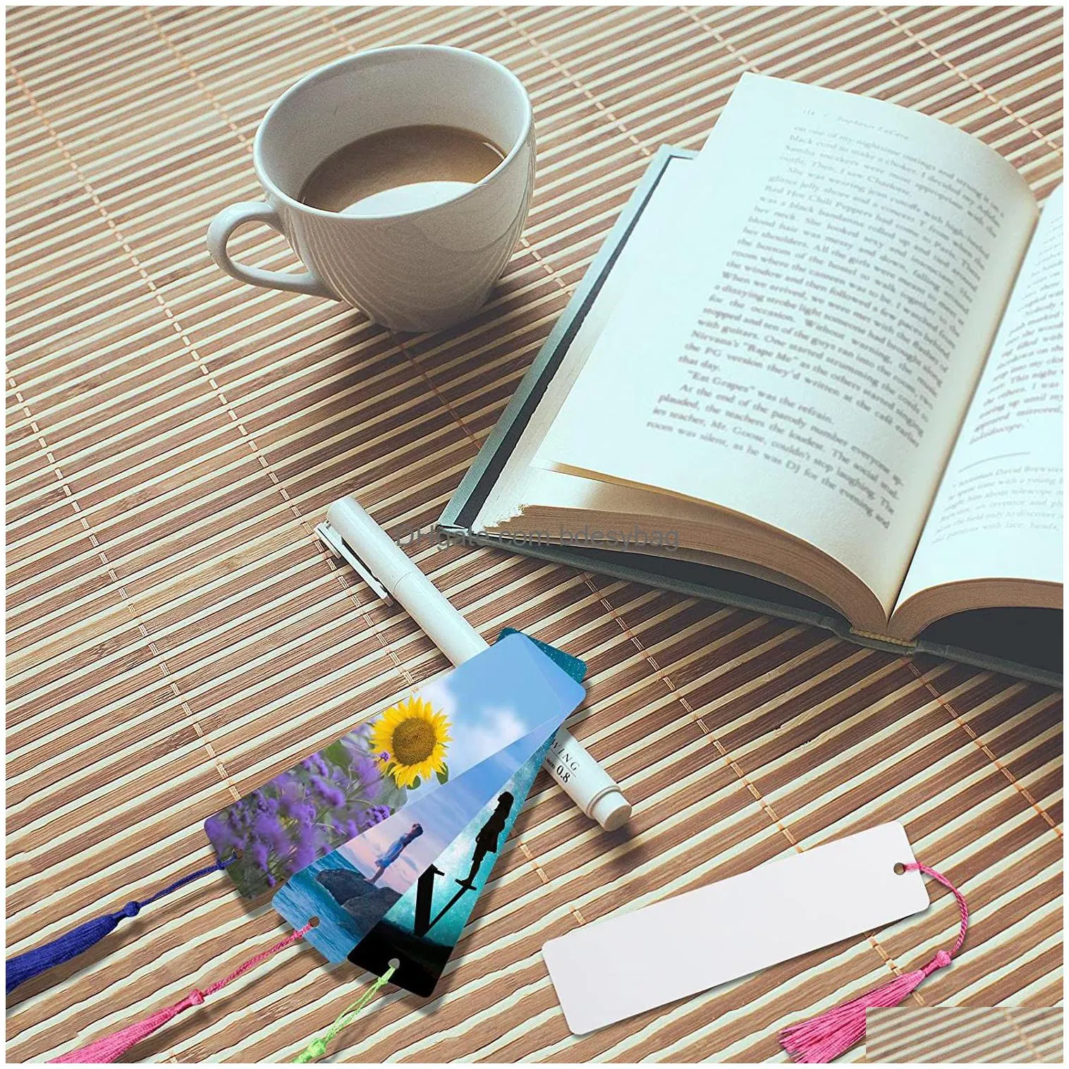 sublimation bookmark blanks double sides printable aluminum metal bookmarks bulk diy bookmarks with hole and tassels