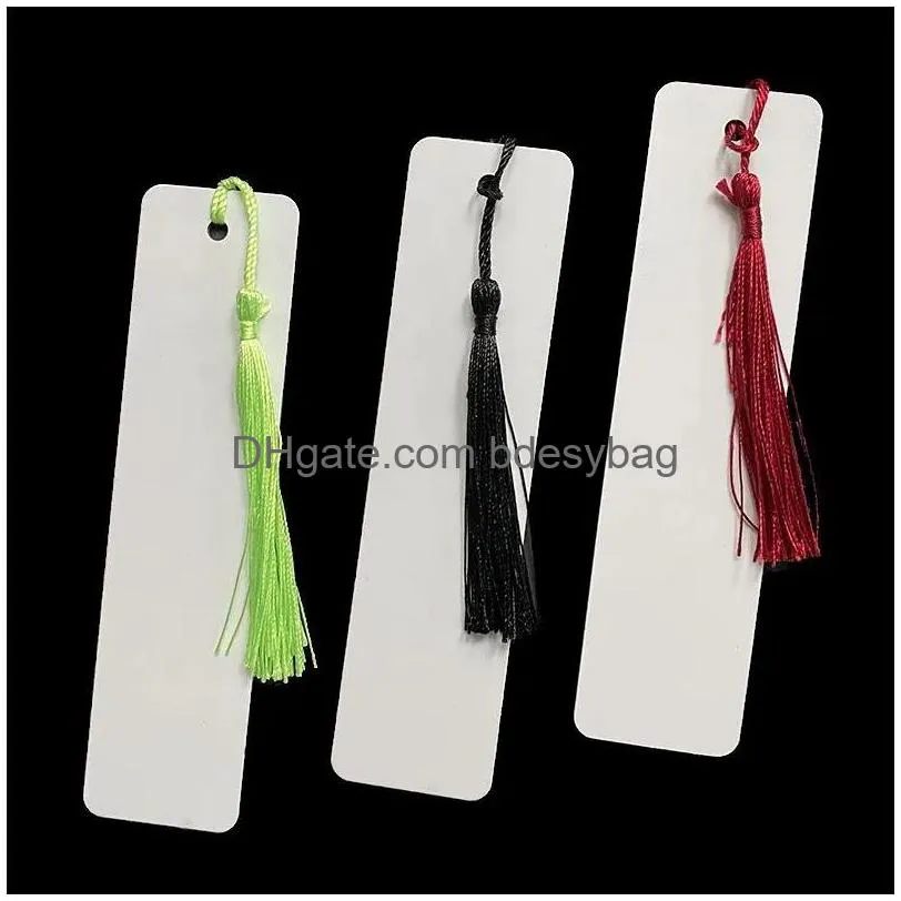 sublimation bookmark blanks double sides printable aluminum metal bookmarks bulk diy bookmarks with hole and tassels