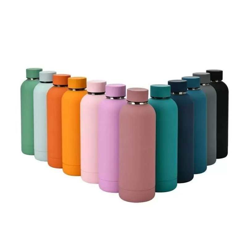 500ml 304 stainless steel frosted sports water bottle portable outdoor sports cup insulation travel vacuum flask bottles z11