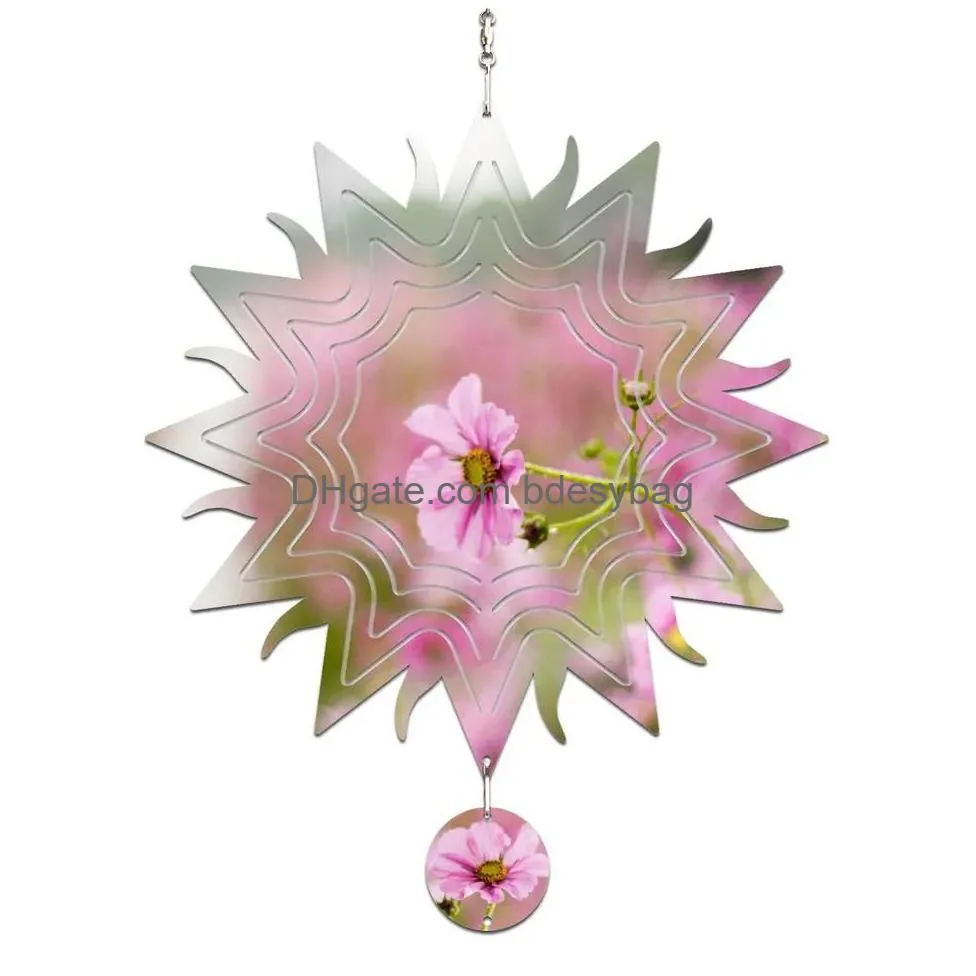 sublimation wind spinner blanks products aluminum sun shape wind chime hanging ornament for yard garden decoration