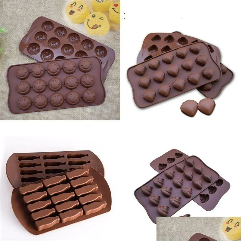 diy silicone mould smiling face shell little coke mold cake chocolates ice lattice molds sell well with various pattern 1 98jj j1