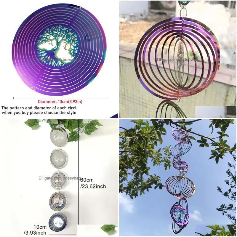decorative objects figurines 3d rotating wind chimes tree of life spinner bell for home decor aesthetic garden hanging decoration outdoor chimes set