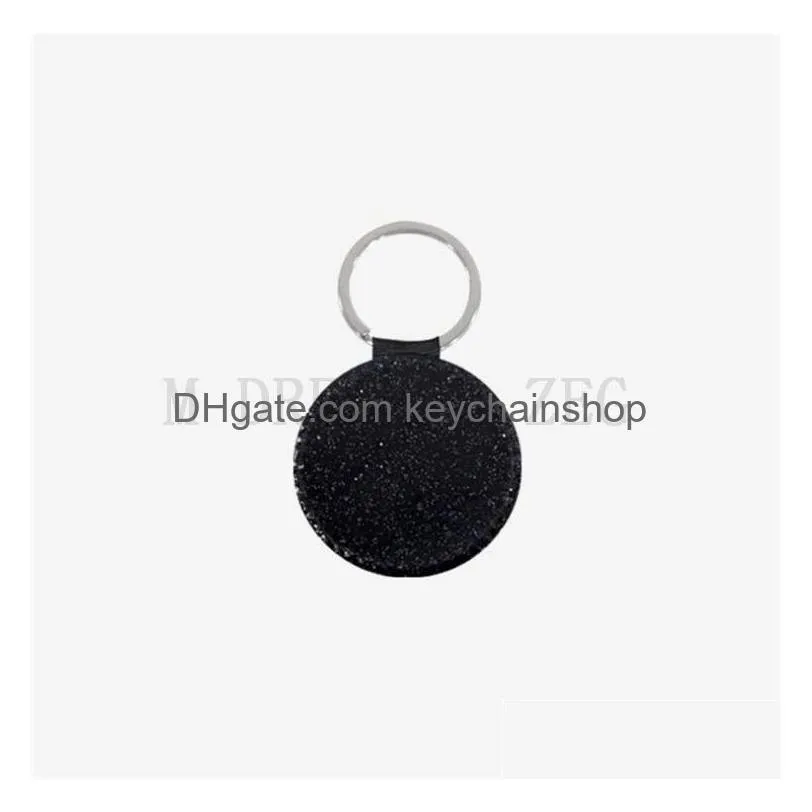 6 colors sublimation keychain creative party favor diy blank leather keychains round heat transfer key ring