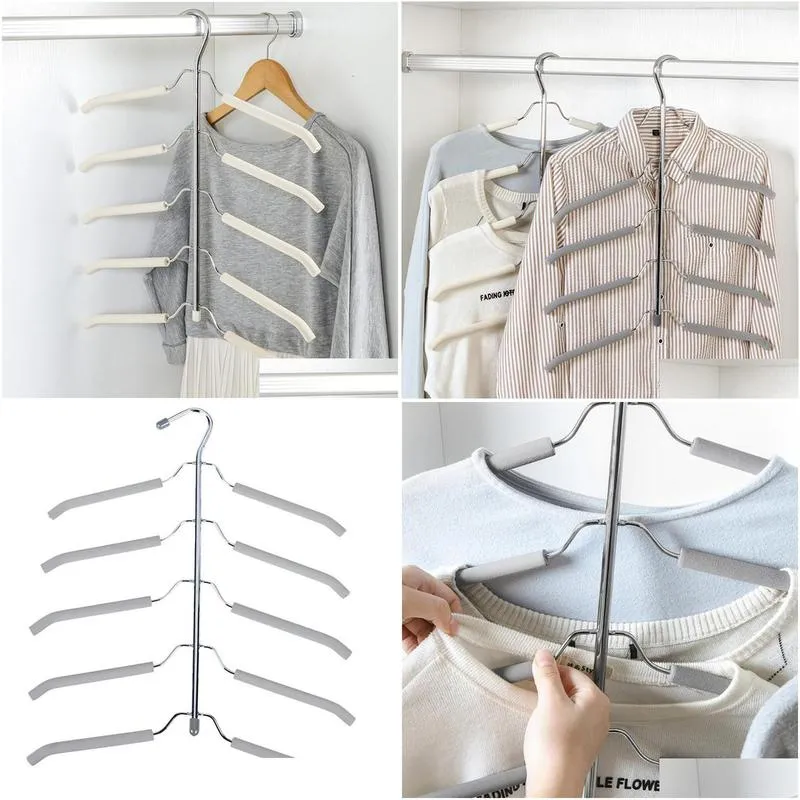 hangers racks stainless steel clothing storage multilayer fish bone shape metal clothes hanger hook holder wardrobe laundry drying