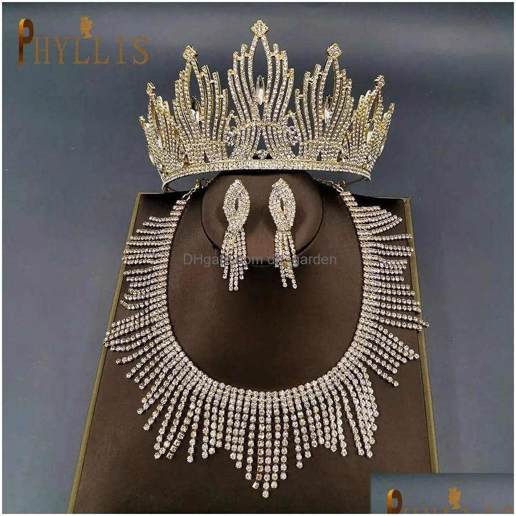 wedding hair jewelry a247 luxury bridal headwear tiara pageant brithday crowns wedding headpiece alloy women earring necklace jewelry sets