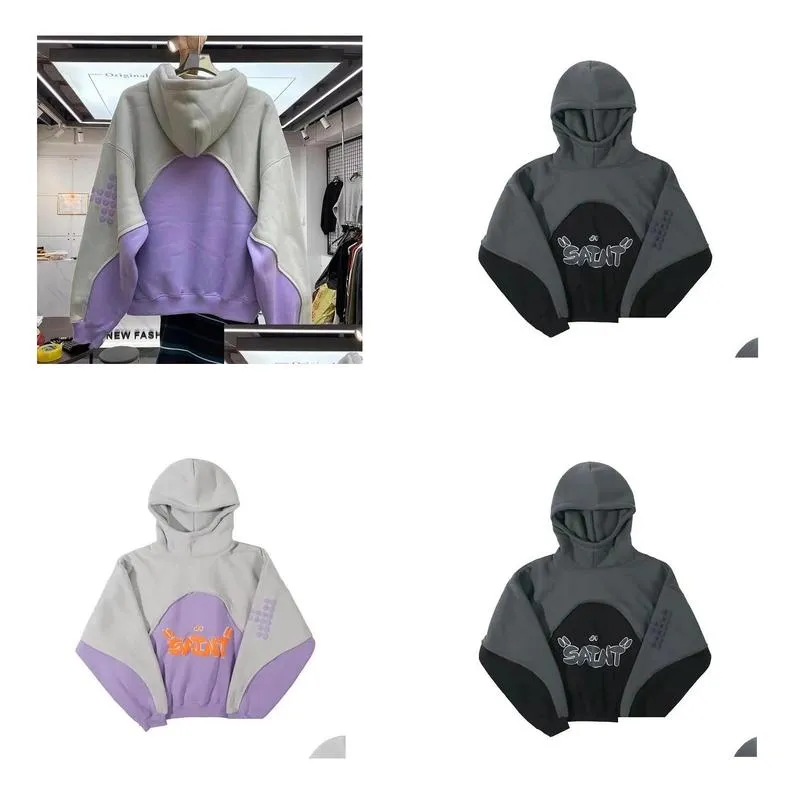 foam grey purple hoodie plus fleece hoodies men and women sweatshirts