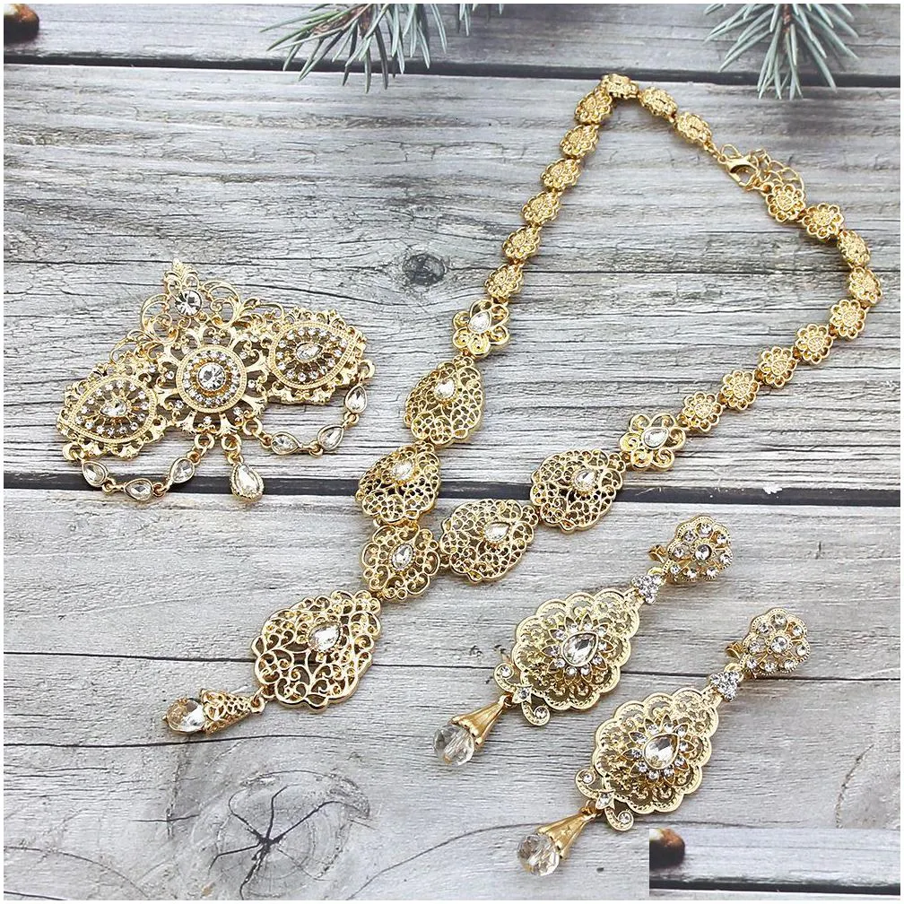 Multiline Calcutta Bridal Gold Plated Necklace Earring Set Shop Online  NCKN2883